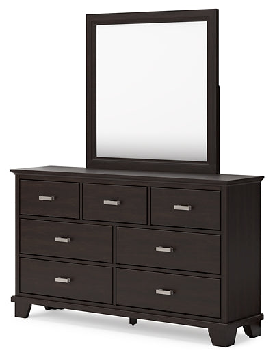 Covetown Full Panel Bed with Mirrored Dresser