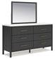 Cadmori Full Upholstered Panel Bed with Mirrored Dresser, Chest and Nightstand