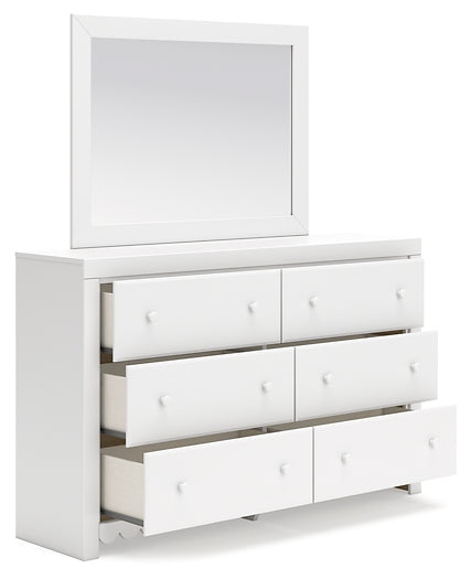 Mollviney Twin Panel Storage Bed with Mirrored Dresser