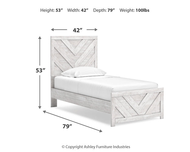 Cayboni Twin Panel Bed with Mirrored Dresser