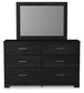 Belachime Full Panel Bed with Mirrored Dresser and Chest