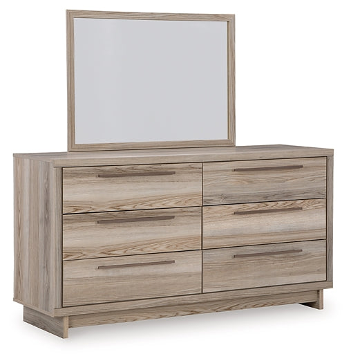 Hasbrick King Panel Headboard with Mirrored Dresser and Chest