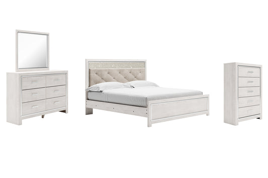 Altyra King Panel Bed with Mirrored Dresser and Chest