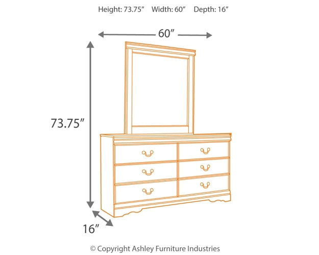 Huey Vineyard Queen Sleigh Headboard with Mirrored Dresser