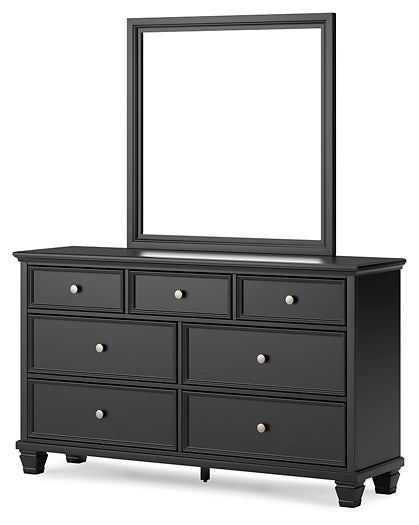 Lanolee Twin Panel Bed with Mirrored Dresser and Nightstand